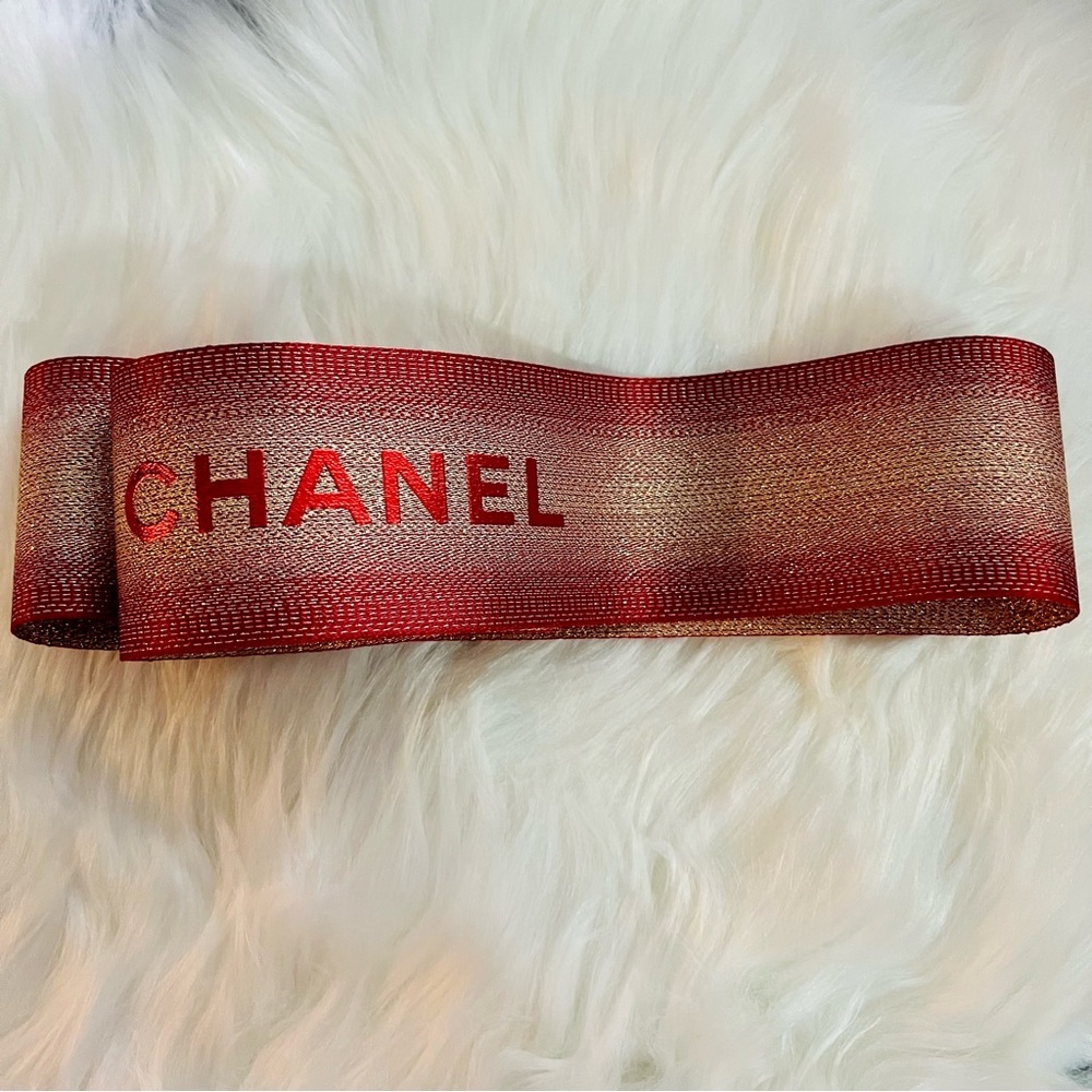 Chanel Reg and Gold Holiday Thick Ribbon 30”